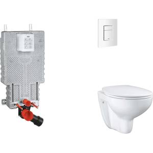 GROHE Uniset - Комплект от предстена инсталация, тоалетна чиния, седалка SoftClose и бутон Skate Cosmopolitan, алпийско бяло SANI15BB3101 (SANI15BB3101)