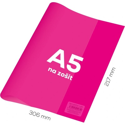 Obal na zošit A5 PVC 306x217 mm Neon Color transparentný ružový