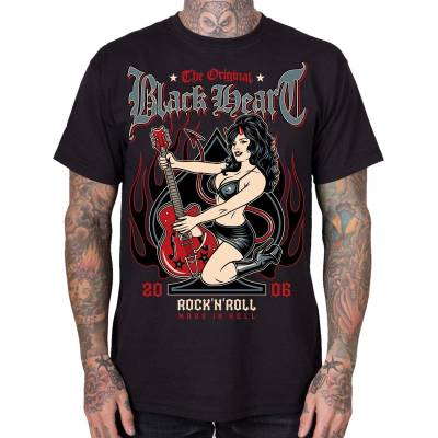 Black heart мъжка байкърска тениска BLACK HEART - HELL CAT - Black - 27649
