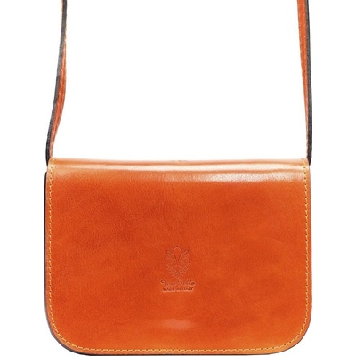 Pevná malá kožená crossbody kabelka Florence 43 oranžovo-hnědá