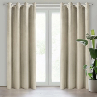 Design 91 ZATEMŇOVACÍ ZÁVES NA KRÚŽKOCH ROSA 140X250 CM SVETLOBÉŽOVÁ