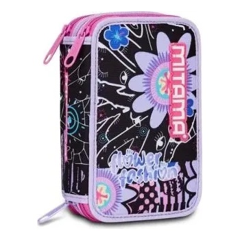 Mitama Flower Fashion ученически несесер с 3 ципа, ПЪЛЕН