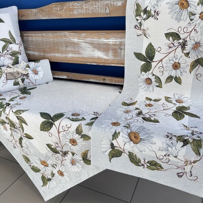 Tegatex Gobelínový ubrus chenille rozkvetlé kopretiny 40x100 cm
