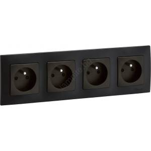 Legrand - Четворна домашна контактна розетка 250V/16A NILOE черна (LR0001E)