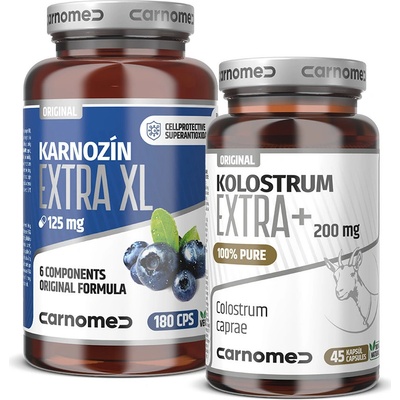 CarnoMed Karnozin EXTRA XL 180 kapslí + Kozí kolostrum EXTRA 45 kapslí