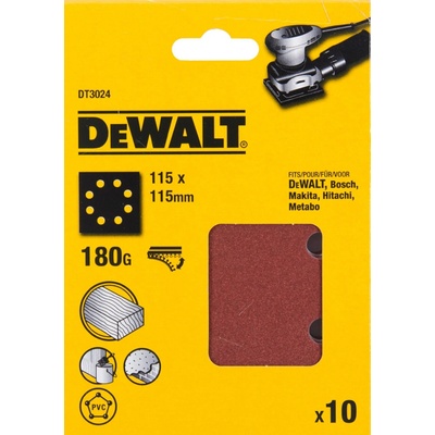 Dewalt DT3024 papier brúsny 115x115mm p180 dierovaný suchý zips 10ks