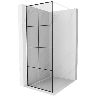 Mexen Kioto душ стена Walk-in 90 x 200 см, черна решетка 8 мм, бяла - 800-090-101-20-77 (800-090-101-20-77)