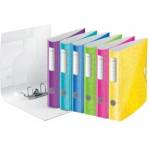 Leitz quality folder 180° Active WOW, pack of 5, A4, narrow, rounded spine, 6.5 cm wide, elastic band closure, light polyfoam, plastic folder, WOW series, assorted colors, 11070099 - 939006