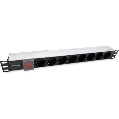 Equip Мрежова разпределителна кутия - 333293 (Schuko, 8 Schuko, Rack 1U, 1, 8 м кабел, алуминий, черна) (333293)