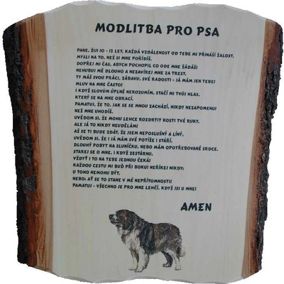 Dřevo Novák Modlitba pro psa na desce s kůrou