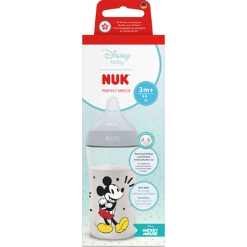 Nuk Perfect Match Шише РР 260мл. със силиконов биберон за хранене M, 3+ мес. Мики, сиво (10216335)