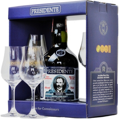 Presidente Marti Solera 19y 40% 0,7 l (dárkové balení 2 sklenice)