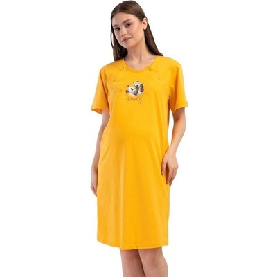 Жълта нощница за кърмене с апликация панди