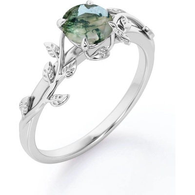 Royal Fashion strieborný prsteň Machový achát DR11245R