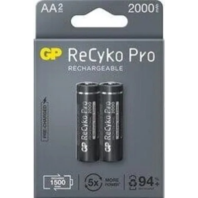 GP Batteries Акумулаторна Батерия GP R6 AA 2100mAh RECYKO + PRO 210AAHCB-EB2 NiMH /до 1500 цикъла/ 2 бр. в опаковка GP (GP-BR-210AAHCB-EB2)