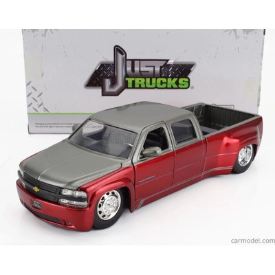 Jada Chevrolet Silverado Pick-up Dually 1999 Červená Stříbrná 1:24