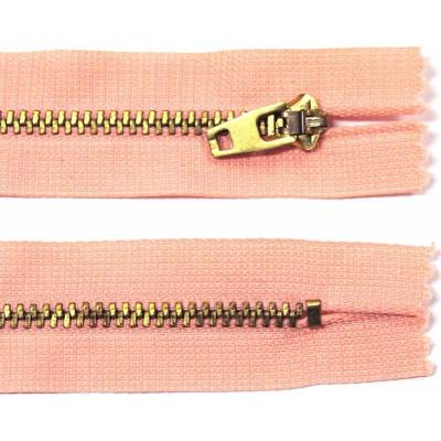 Kovový zip no.3 nerozepínací 10cm mosazné zlaté zoubky - více barev color: 553 lososová