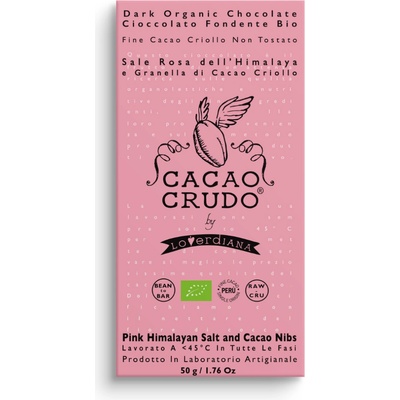 Cacao Crudo Raw Hořká čokoláda s Himalájskou solí a kakaovými boby 50 g