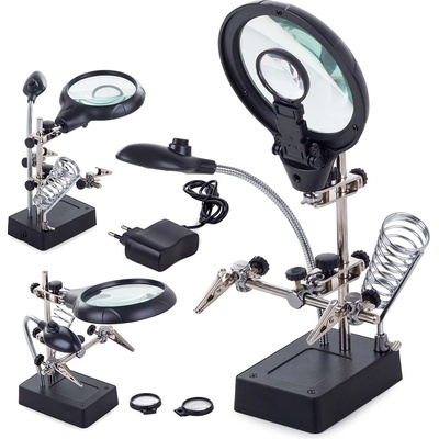 1Mcz držák, třetí ruka s lupou a LED osvětlením 45459 – Zboží Mobilmania