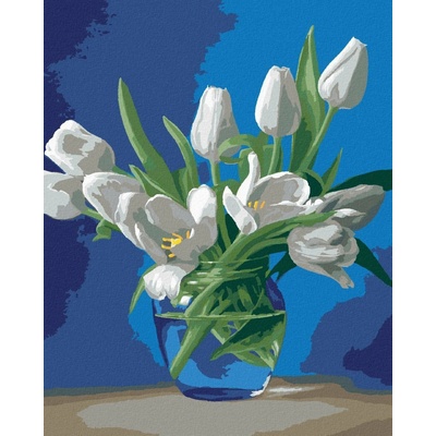 ZUTY Malování podle čísel ZÁTIŠÍ TULIPÁNY VE SKLENĚNÉ VÁZE PIETER WAGEMANS 40 x 50 cm vypnuté plátno na rám