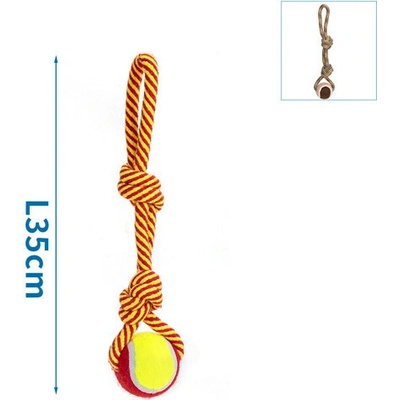 Nobleza bavlnené lano s loptou 35 cm červená