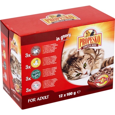 Propesko Cat hovězí kuřecí jehněčí a zvěřina 12 x 100 g