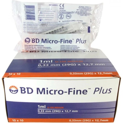 Microfine inzulínová striekačka 1 ml U100 BD 100 ks