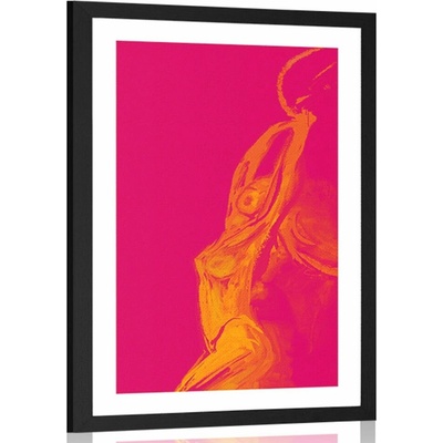 Plakát s paspartou zářivá silueta ženy - 20x30 black