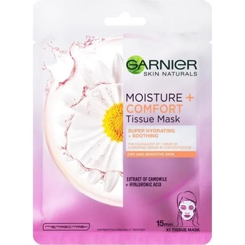 Image 1 of Garnier Moisture + Comfort Хидратираща памучна маска за лице за суха и чувствителна кожа