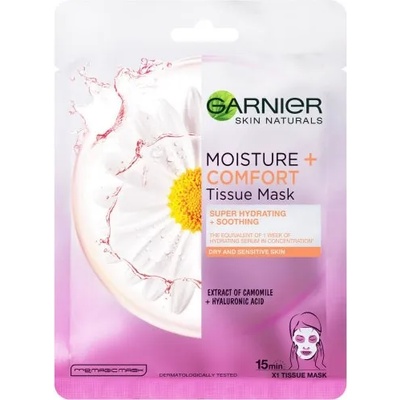 Garnier Moisture + Comfort Хидратираща памучна маска за лице за суха и чувствителна кожа
