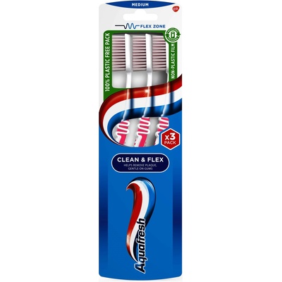 Aquafresh Четка за зъби Clean & Flex, Trio pack