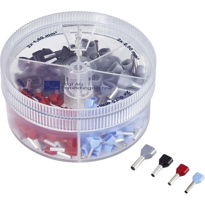 Vogt Verbindungstechnik 737060 sada 2násobných dutiniek 0.75 mm², 1 mm², 1.5 mm², 2.5 mm² čiastočne izolované sivá, červ