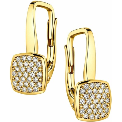 Zlaton Náušnice žluté zlato čtverec se zirkony 2.2g 1.6cm N07092604333