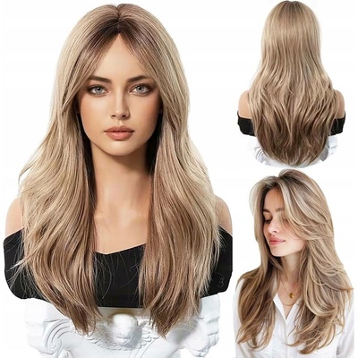 NCDSHAIR Paruka dlouhé syntetické vlasy tmavá blond
