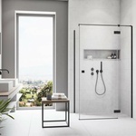 Radaway Правоъгълна душ кабина с люлееща се врата Radaway Essenza KDJ 110x120 см матово черно-прозрачно дясно (1385041-54-01R+1384054-01-01)
