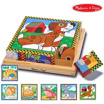 Melissa & Doug Дървени кубчета 6 картинки Животни - Melissa & Doug