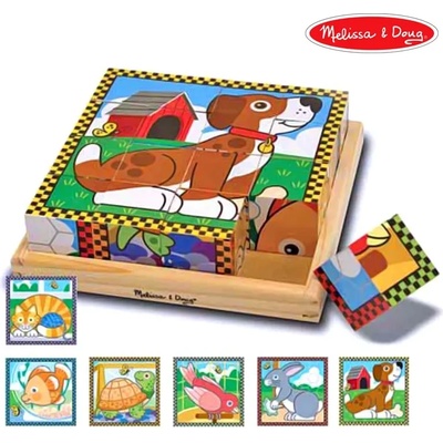 Melissa & Doug Дървени кубчета 6 картинки Животни - Melissa & Doug