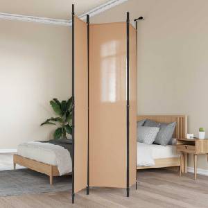 vidaXL 3-панелен параван Бежово 150 x 220 cm Текстил (42039211)