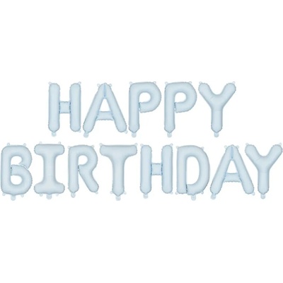 Fóliový nápis HAPPY BIRTHDAY – modrý, 340 × 35 cm PartyDeco