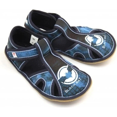 EF Barefoot detské papuče na suchý zips čierne