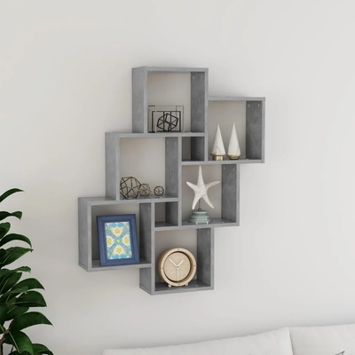 vidaXL Стенен кубичен рафт, бетонно сив, 78x15x93 см, инженерно дърво (807173)