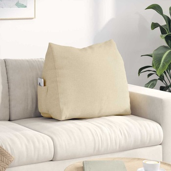 vidaXL Възглавница за гръб Крем 60 x 20 x 50 см текстил (42015038)