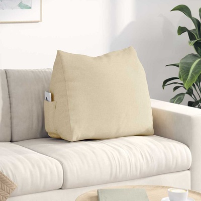 vidaXL Възглавница за гръб Крем 60 x 20 x 50 см текстил (42015038)