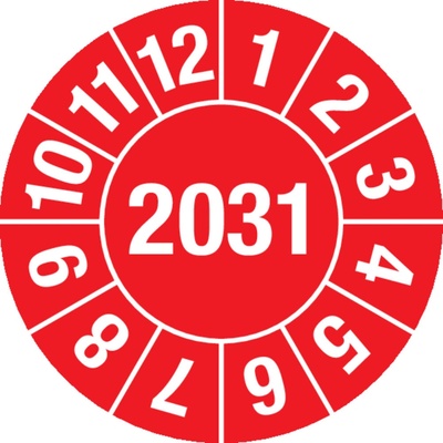Kontrolná nálepka 2031, červená, fólia samolepiaca, 15 mm, BJ = 1 x 60 ks