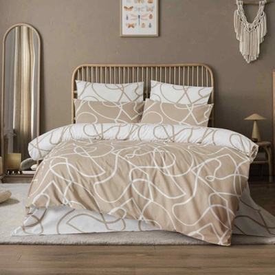 TiaHome obliečky bavlna Merlot hnedé 200x140+90x70cm