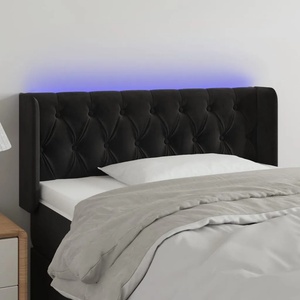 vidaXL LED горна табла за легло, черна, 93x16x78/88 см, кадифе (3123610)