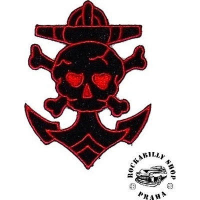 Nášivka Liquor Brand Anchor Skull Red
