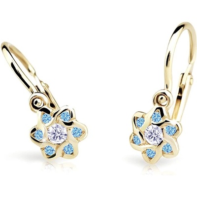 Cutie Jewellery Slušivé zlaté náušnice pro dívky C2149-10-X-1 světle modrá