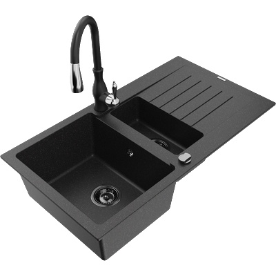 Mexen Matias гранитна мивка с 1, 5 отделения със сушилник и кухненски (6502-73-672601-70-B)