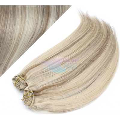DELUXE Clip in vlasy REMY 60cm - platina/světle hnědá #60/16